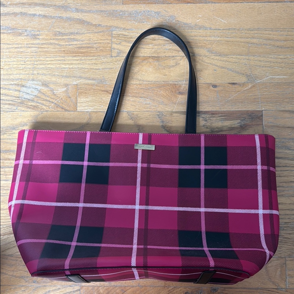 kate spade Stylish Pink Plaid Tote Bag